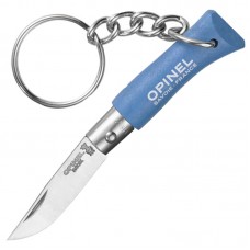 2 в 1 - нож складной + брелок Opinel Keychain №2 Inox (длина: 80мм, лезвие: 35мм), голубой