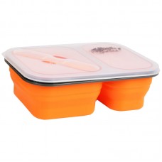 Контейнер пищевой складной + ложка-вилка Tramp TRC-090 (0,9л, два отсека), оранжевый