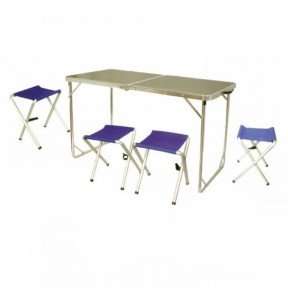 Стіл складаний туристичний Tramp TRF-035 (1200х600х500-700мм)+ 4 складні стільці, алюмінієва рама