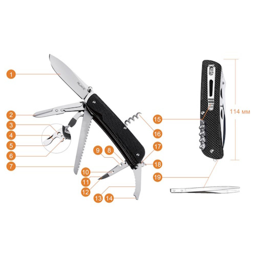 Ніж складаний мультитул Ruike Trekker LD42-B чорний