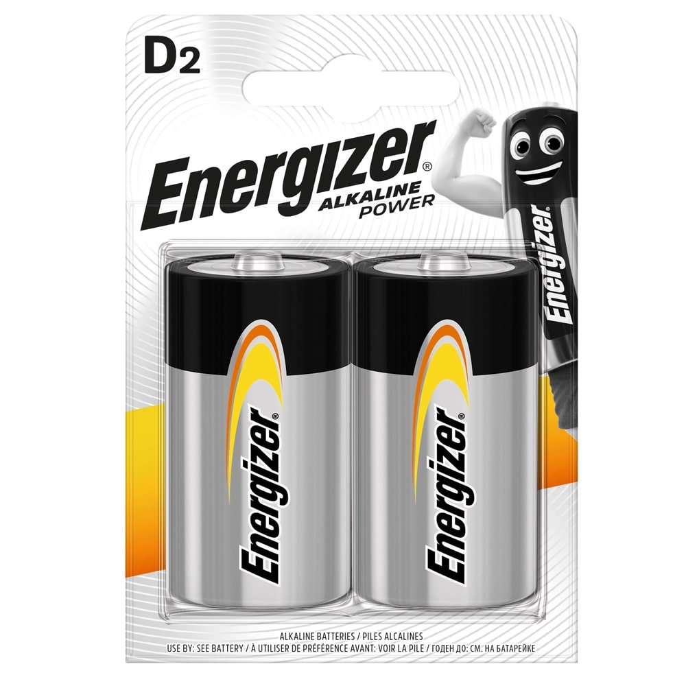 Батарейка лужна, Alkaline D Power (LR20) Energizer 1.5V, 2шт. у блістері (без блістера)