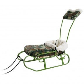 Комплект "Хлопчик" (санки "Експрес хакі" + ручка + спинка + Чохол "Камуфляж"/хутро)
