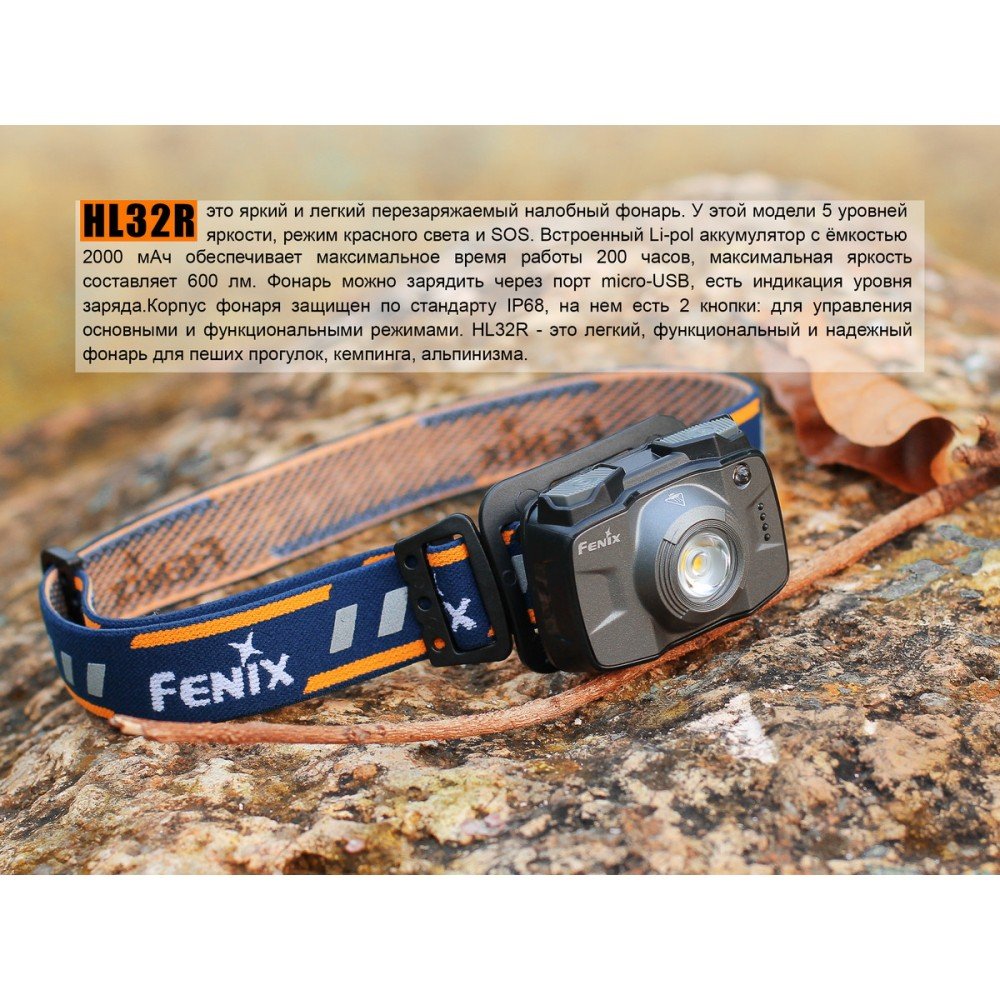 Ліхтар Fenix HL32R (Cree XP-G3, 600 люмен, 9 режимів, USB), синій
