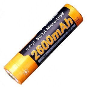 Акумулятор літієвий Li-Ion 18650 Fenix ARB-L18-2600U 3.6V (2600mAh, USB)