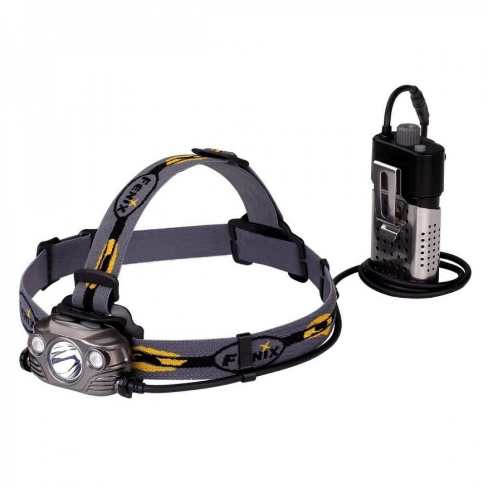Ліхтар налобний Fenix HP30R (Cree XM-L2 + XP-G2, 1000 люмен, 9 режимів, 2x18650, USB), сірий, комплект