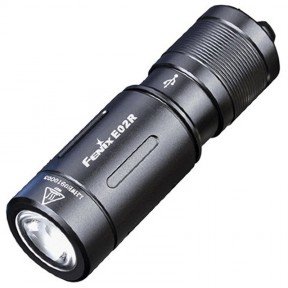Ліхтар наключний Fenix E02R (Cree XP-G2, 200 люмен, 2 режими, USB), чорний, комплект