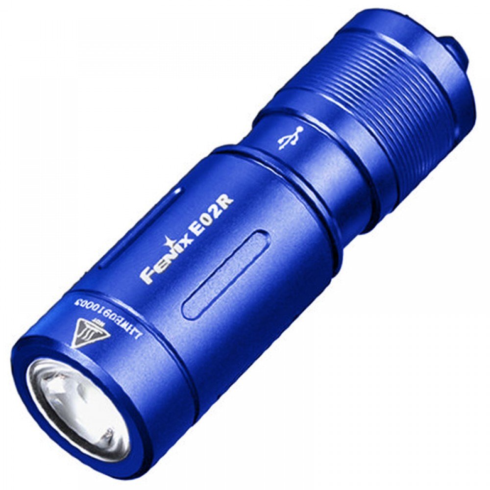Ліхтар наключний Fenix E02R (Cree XP-G2, 200 люмен, 2 режими, USB), синій, комплект