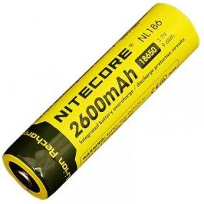 Акумулятор літієвий Li-Ion 18650 Nitecore NL186 3.7V (2600mAh), захищений