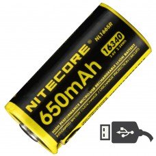 Акумулятор літієвий Li-Ion RCR123A Nitecore NL1665R 3.6V (650mAh, USB), захищений