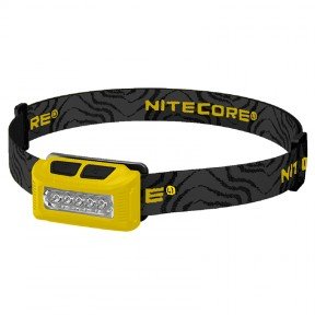 Ліхтар налобний Nitecore NU10 (4xLED + RED LED, 160 люмен, 7 режимів, USB), жовтий
