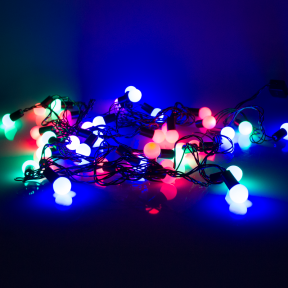 Гірлянда світлодіодна Ліхтарики (50 LED, чорний провід), кольорова