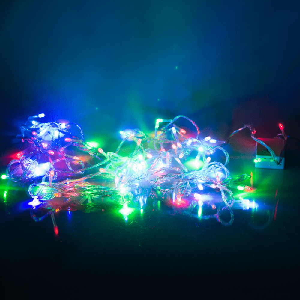 Гірлянда світлодіодна (100 LED, 6 режимів), кольорова, (працюють не всі лампочки)
