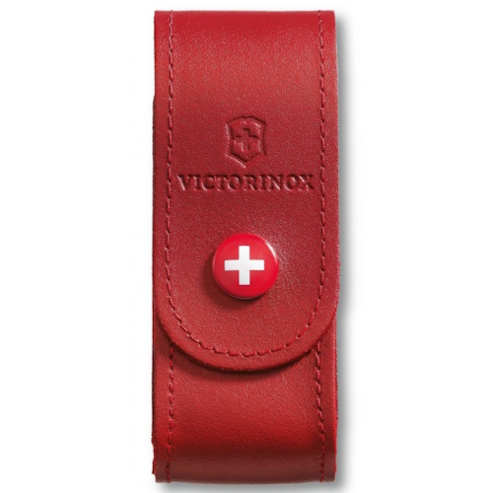 Чохол для ножів Victorinox 84-91 мм 2-4 шари на кнопці шкіряний червоний 4.0520.1