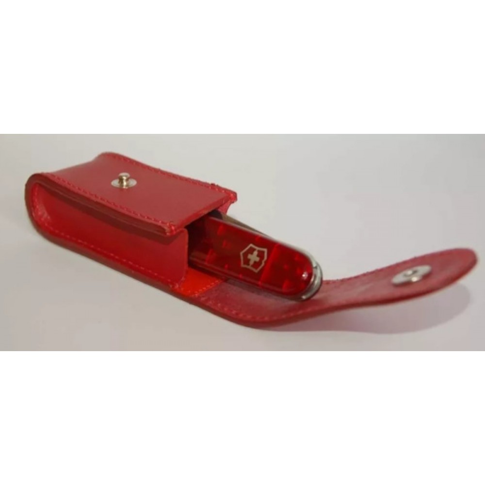 Чохол для ножів Victorinox 84-91 мм 2-4 шари на кнопці шкіряний червоний 4.0520.1