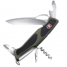 Ніж складаний, мультитул Victorinox Rangergrip 61 Onehand (130мм, 11 функцій), зелено-чорний 0.9553.MC4