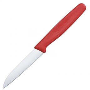 Ніж кухонний, побутовий Victorinox (лезо: 80мм), червоний 5.0401