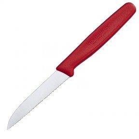 Ніж кухонний, побутовий Victorinox з серрейторним лезом (лезо: 80мм), червоні 5.0431