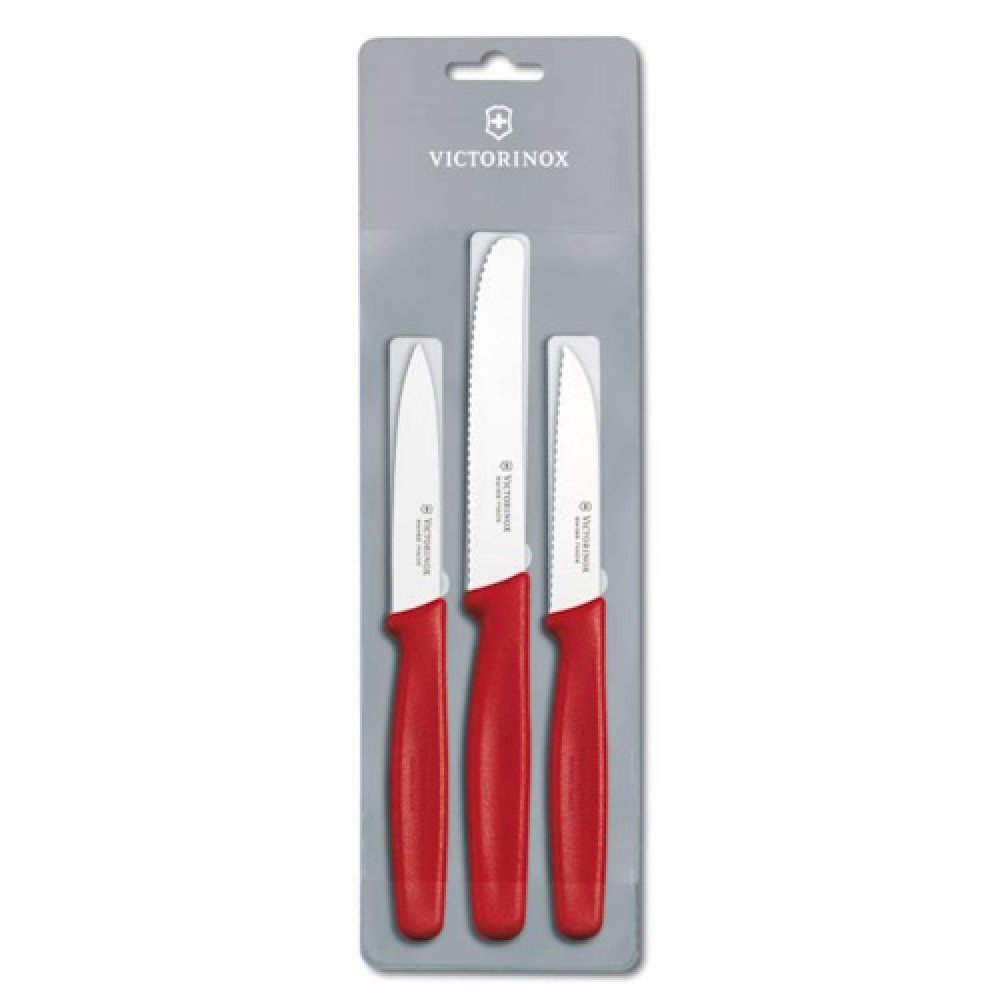 Набір кухонних ножів Victorinox Paring Set 3 шт 5.1111.3 червоний