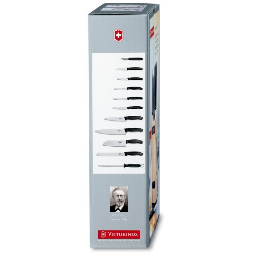 Набір кухонних ножів Victorinox Swissclassic (11 предметів) з підставкою, чорний 6.7153.11