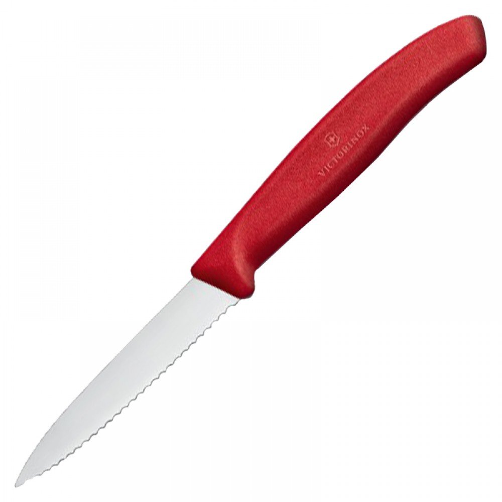 Ніж кухонний, побутовий Victorinox SwissClassic Paring із сіркою. лез. (лезо: 80мм), червоний 6.7631