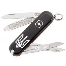 Ніж складаний, мультитул Victorinox Classic SD Ukraine Тризуб (58мм, 7 функцій), чорний 0.6223.3R1