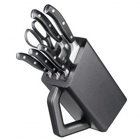 Набір кухонний Victorinox Forged Сhef'S (5 ножів+ножиці) з підставкою, чорний 7.7243.6