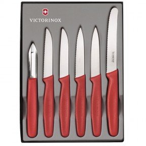 Набір кухонний Victorinox Paring Set (5 ножів+овочечистка), червоний 51111.6