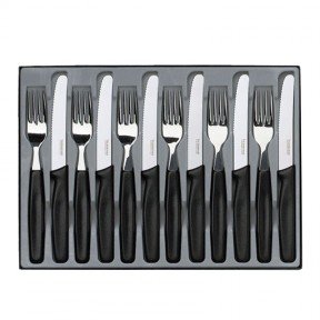 Набір кухонний Victorinox Table Set (6 ножів закруг.з серрейт. лезом, 6 виделок), чорний 5.1333.12