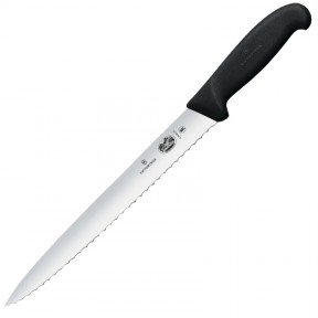 Ніж кухонний, побутовий Victorinox Fibrox Slicing із серрейт. лезом (лезо: 250мм), чорний 5.4433.25