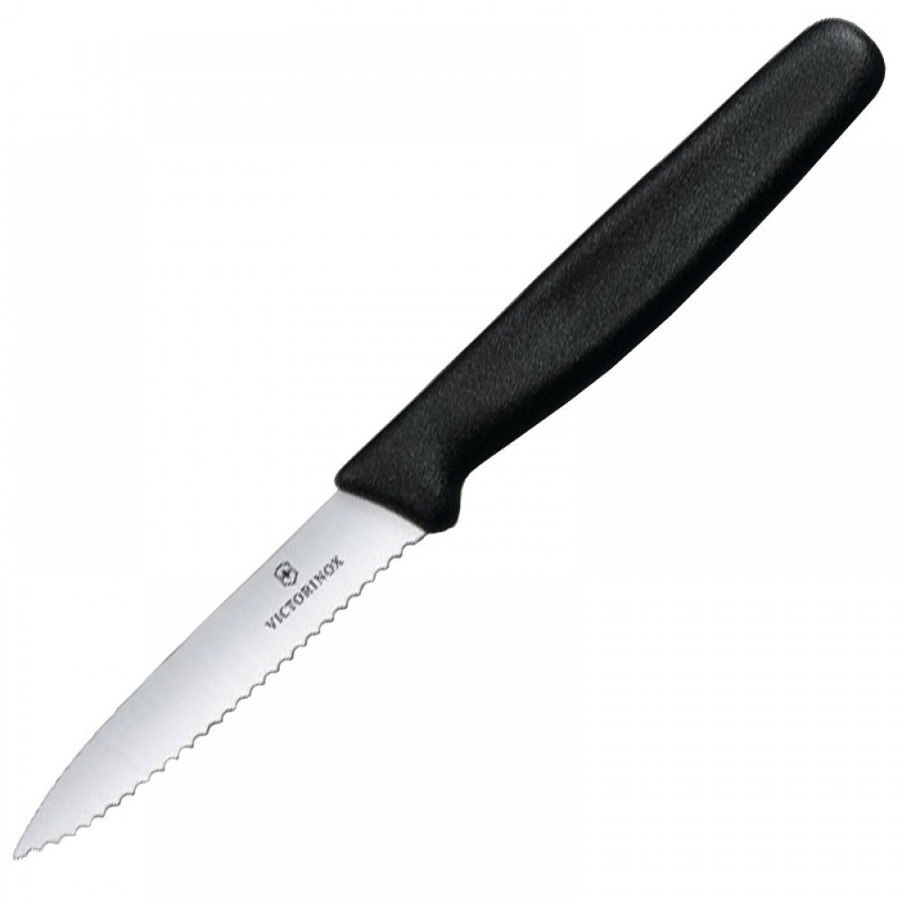 Ніж кухонний, побутовий Victorinox Paring із серрейт. лезом (лезо: 80мм), чорний 5.3033