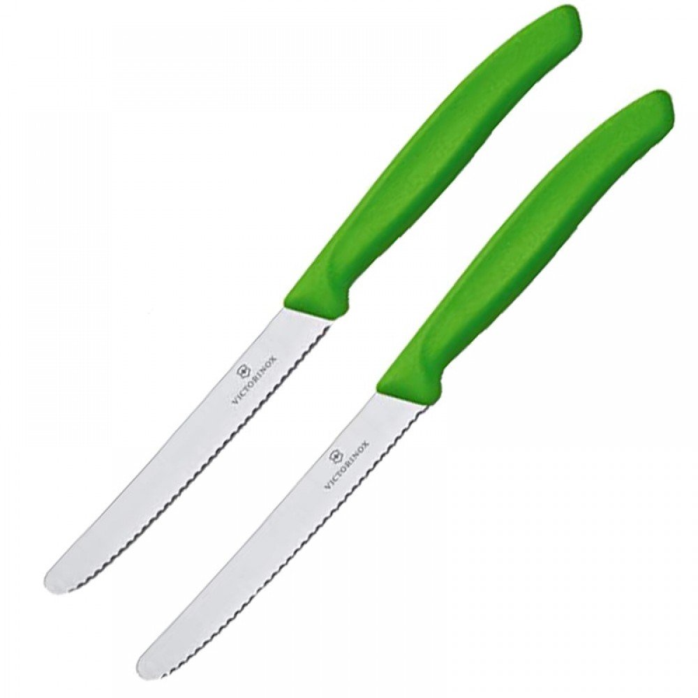 Набір кухонних ножів Victorinox SwissClassic Tomato&Sausage (2x110мм), зелений 6.7836.L114B