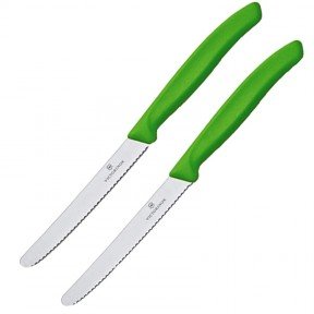 Набір кухонних ножів Victorinox SwissClassic Tomato&Sausage (2x110мм), зелений 6.7836.L114B