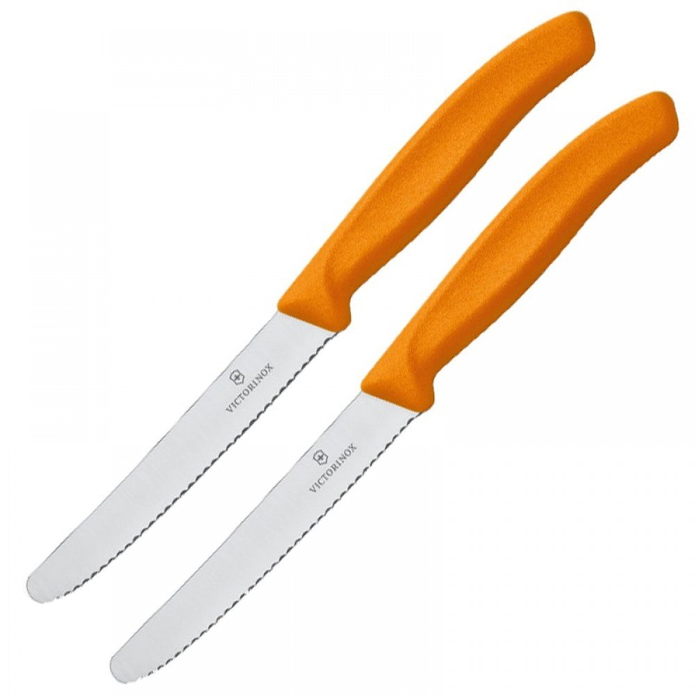 Набір кухонних ножів Victorinox SwissClassic Tomato&Sausage (2x110мм), помаранчевий 6.7836.L119B