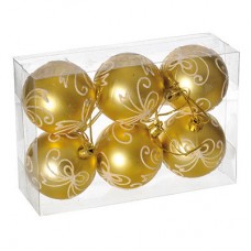 Набір кульок із візерунком, 6 шт. 6 см. золотий