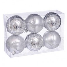 Набір кульок із візерунком, 6 шт. 6 см. сріблястий