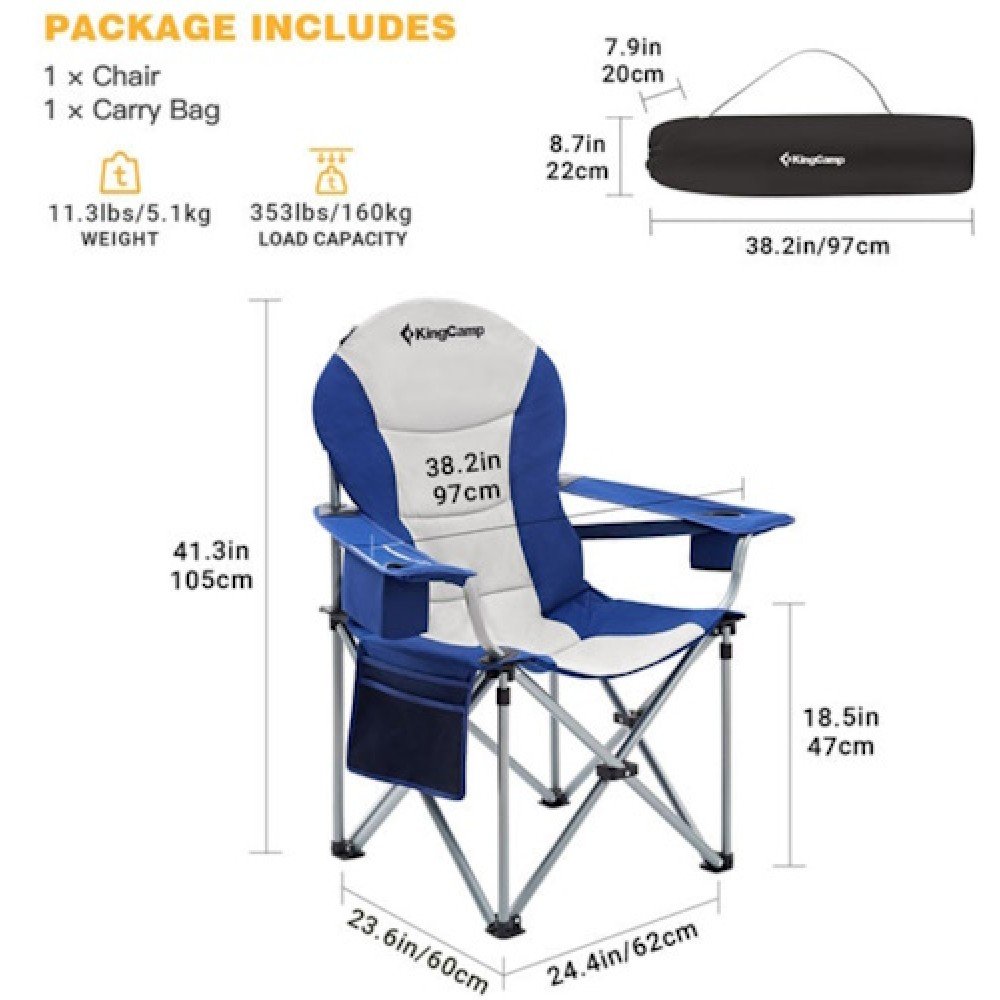 Крісло складне KingCamp Deluxe Hard Arms Chair KC3888 Navy Grey