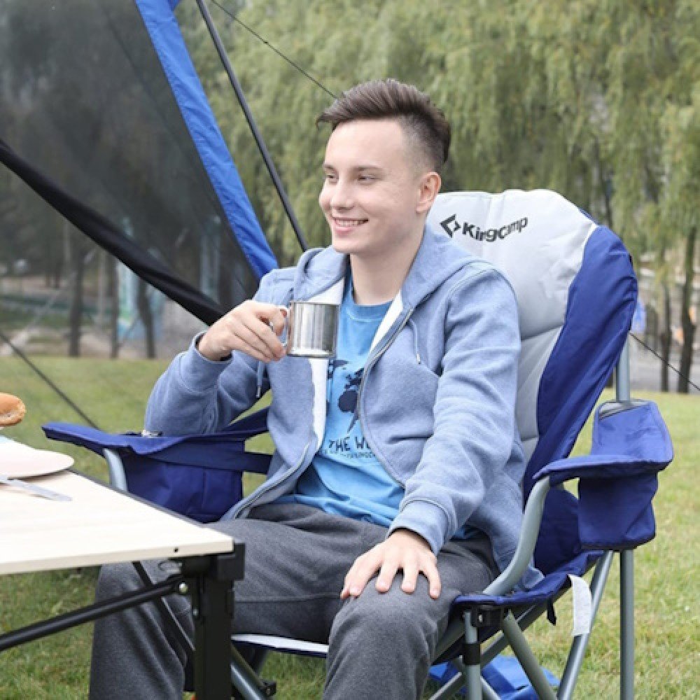 Крісло складне KingCamp Deluxe Hard Arms Chair KC3888 Navy Grey