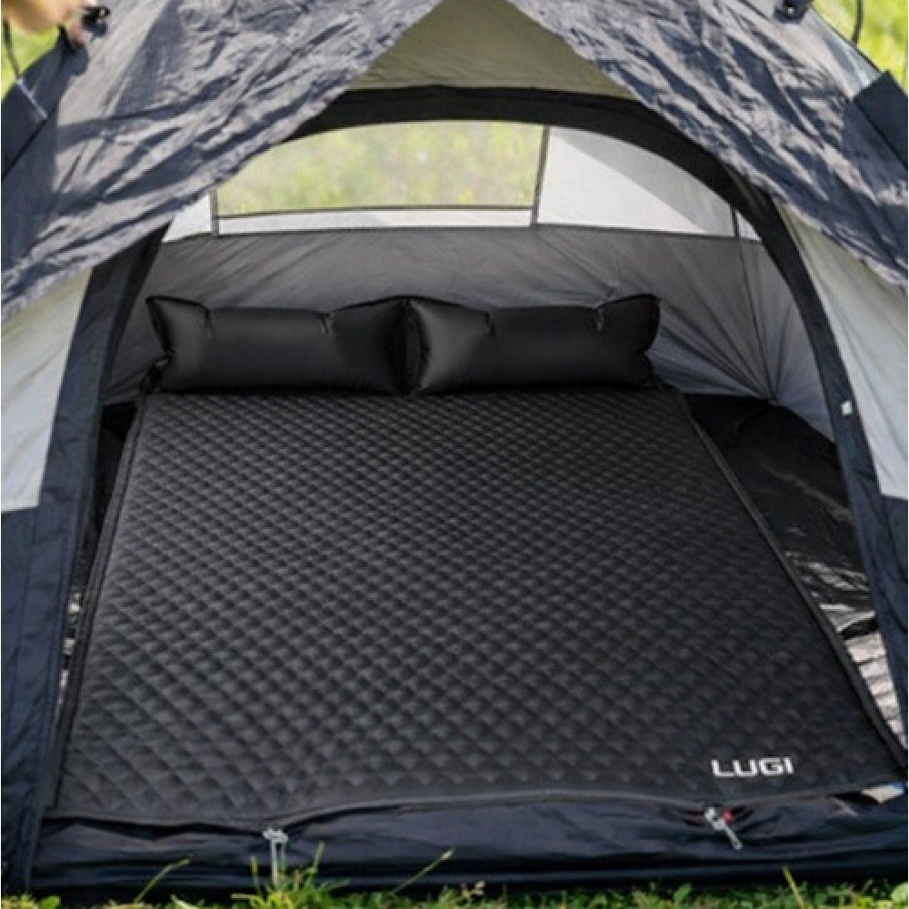 Килимок самонадувний двомісний з подушками Lugi LU-027B чорний