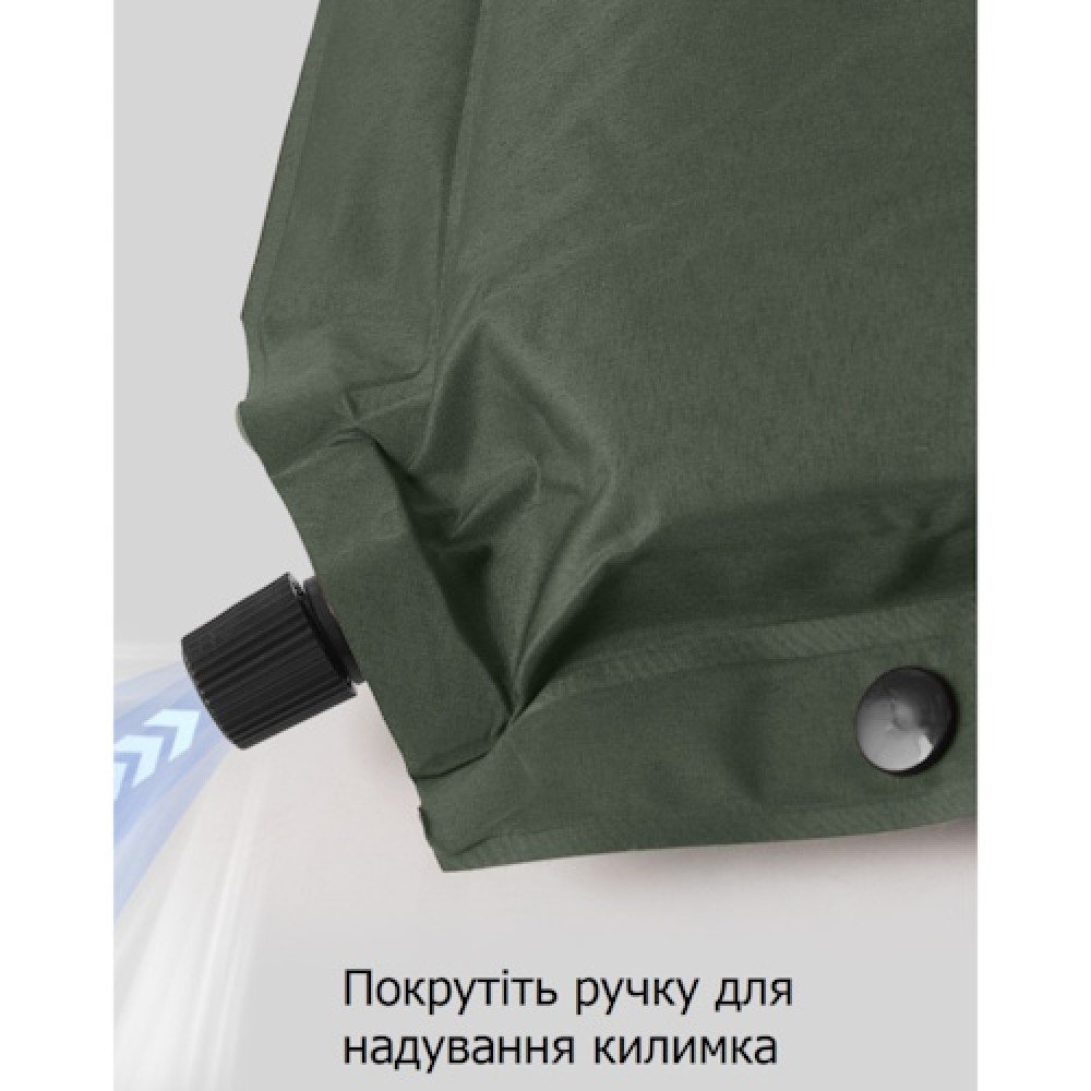 Килимок самонадувний з подушкою Naturehike CNK2450WS020 10 см темно-зелений