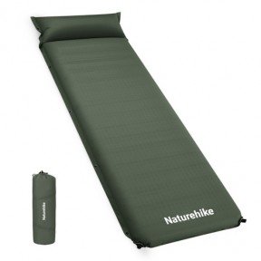 Килимок самонадувний з подушкою Naturehike CNK2450WS020 10 см темно-зелений