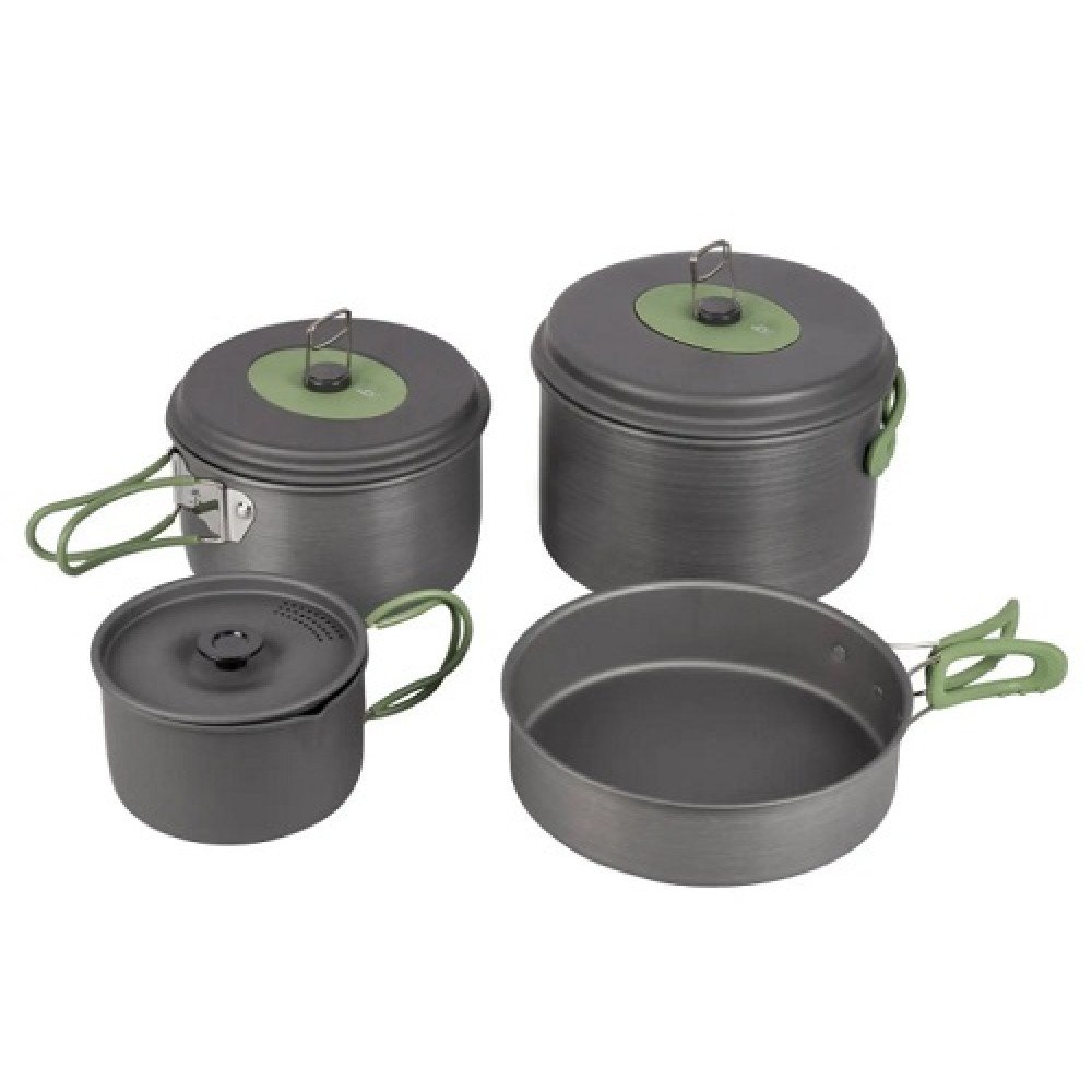 Набір посуду Bo-Camp Explorer 4 Pieces Hard Anodized Grey Green