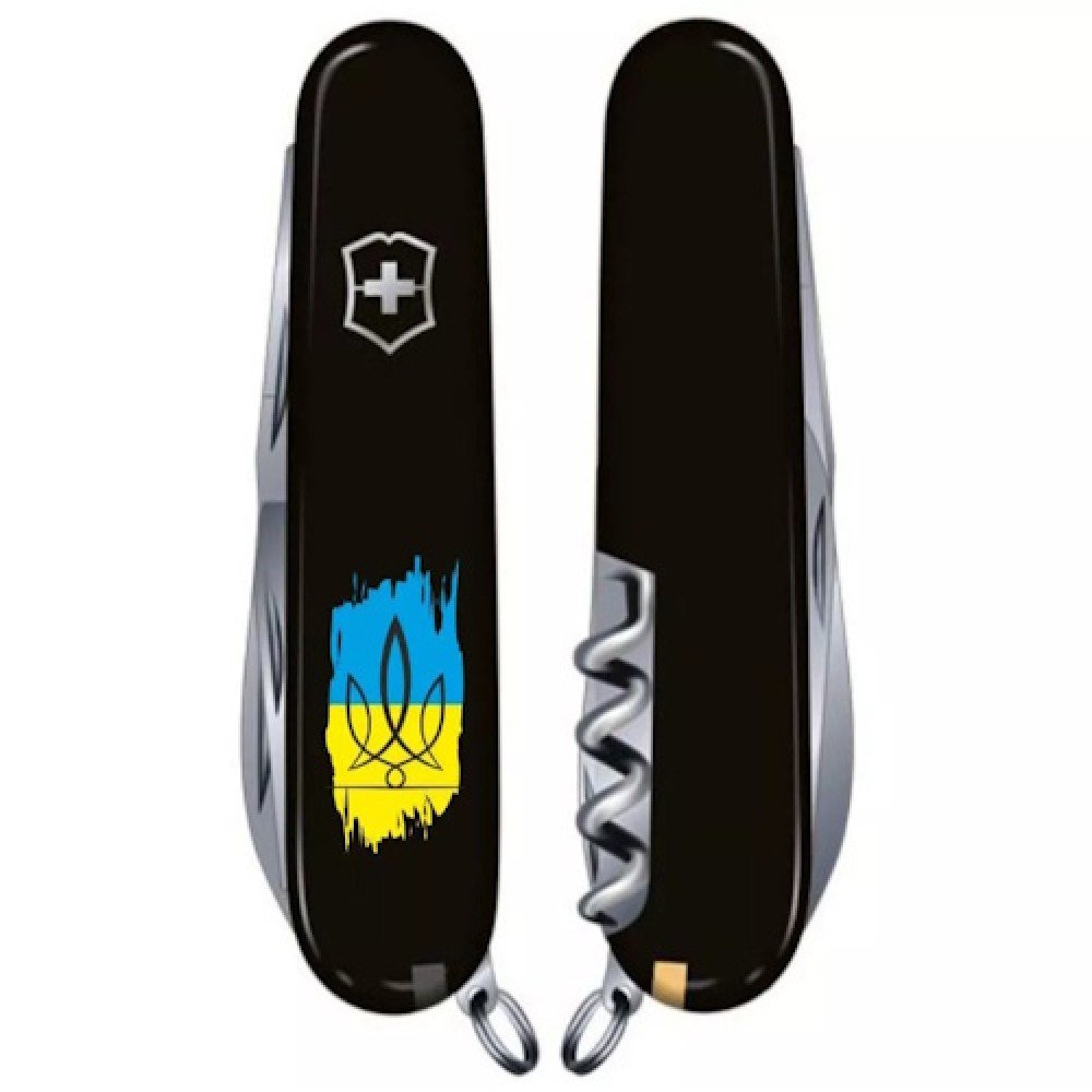 Ніж Victorinox Huntsman Ukraine тризуб на фоні прапору 1.3713.3_T1026u