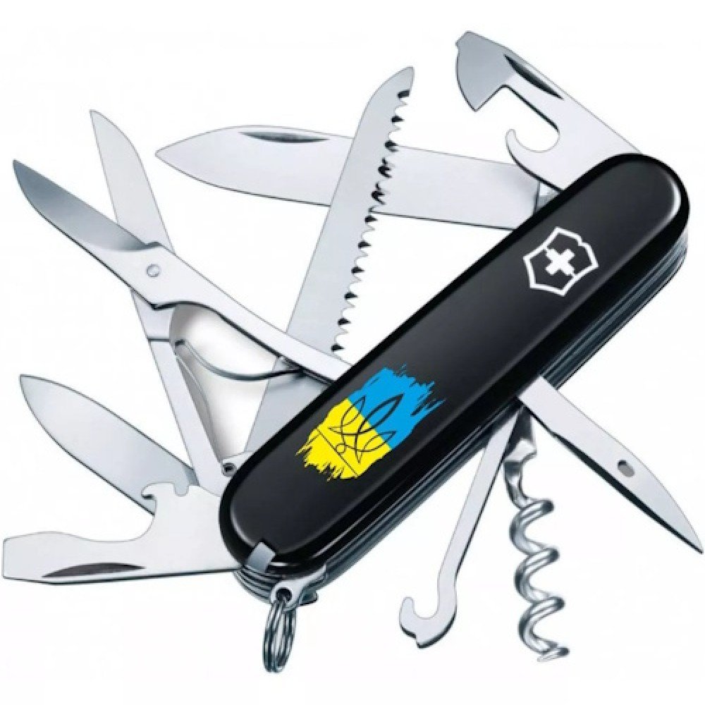 Ніж Victorinox Huntsman Ukraine тризуб на фоні прапору 1.3713.3_T1026u