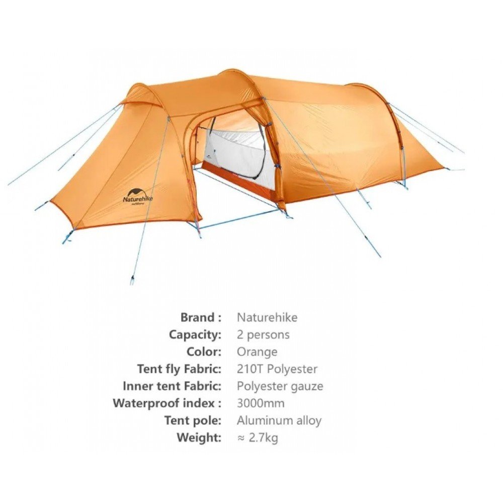 Намет двомісний Naturehike Opalus NH20ZP001 з футпринтом помаранчевий