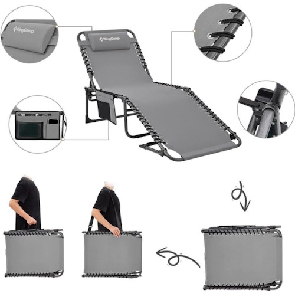 Розкладачка KingCamp KC2419 Folding Chaise Lounge Chairs Grey