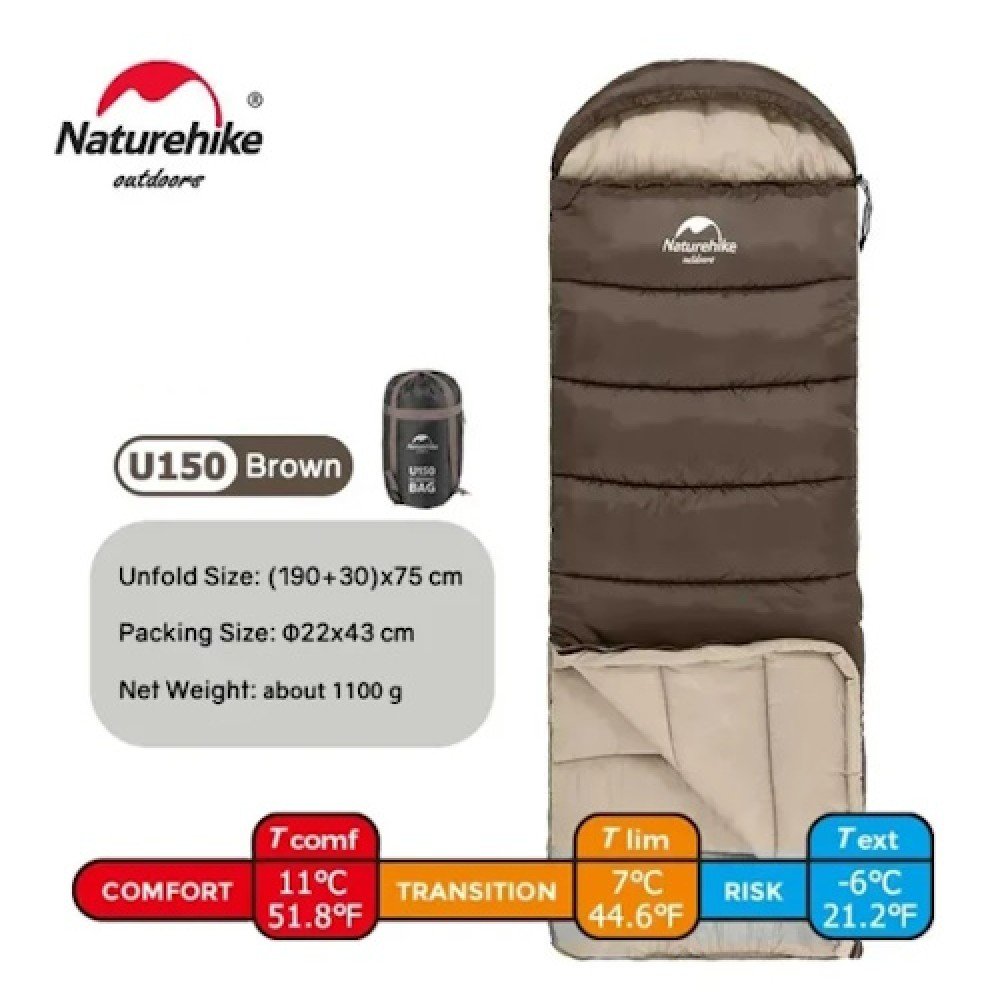 Спальний мішок Naturehike U150 NH20MSD07 коричневий