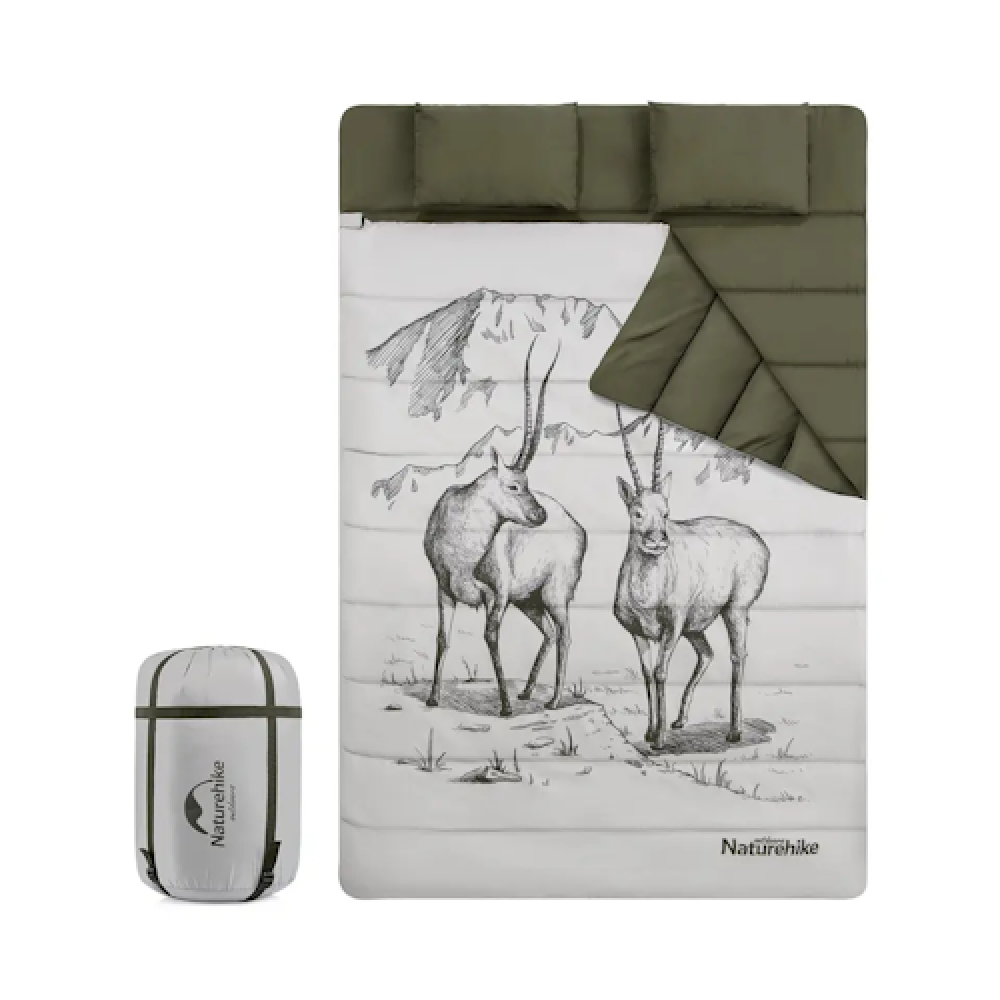 Спальний мішок двомісний з подушками Naturehike NH21MSD06 зелений