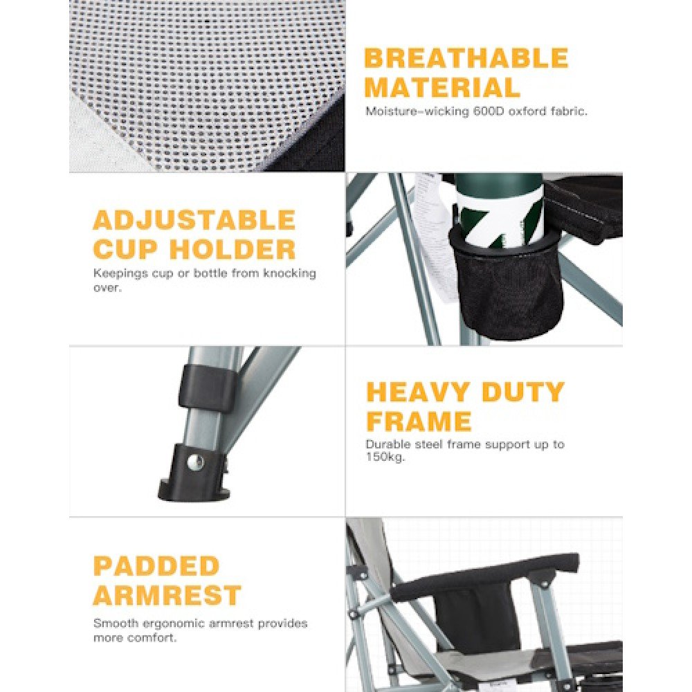 Стілець складаний KingCamp HARD ARM CHAIR KC3825 BLACK/MEDIUMGREY